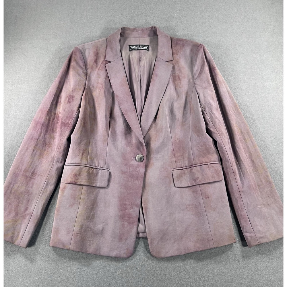 Bohemian Couture Hand Painted Dyed Wool Blazer Jacket Wearable Art L 38 Chest